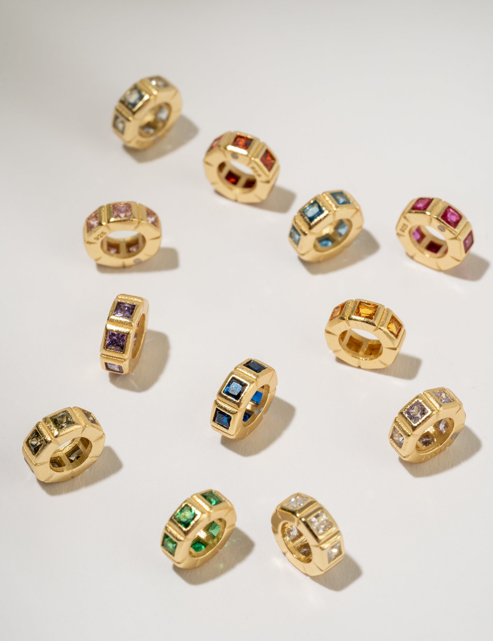 gold birthstone spacer charms