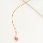 Pink jade gold filled necklace design
