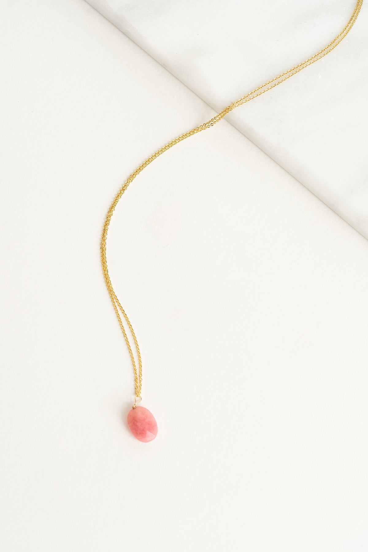 Pink jade gold filled necklace design
