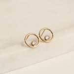 Round gold filled zircon earrings