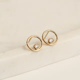 Round gold filled zircon earrings