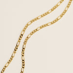 Figaro Necklace featuring a 16-inch chain with a heavy gold-plated finish.