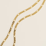 Figaro Necklace featuring a 16-inch chain with a heavy gold-plated finish.